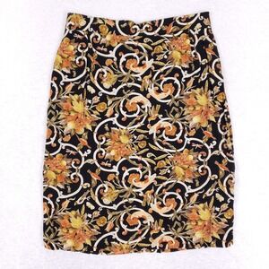 Vintage Platinum Dorothy Schoelen Skirt Womens 12 Black Baroque Bird Rayon‎ 90s